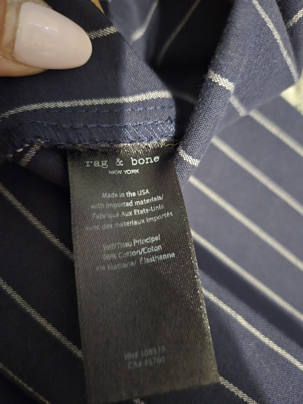 rag & bone Navy Pinstripe Tapered Trousers - Picture 6 of 7